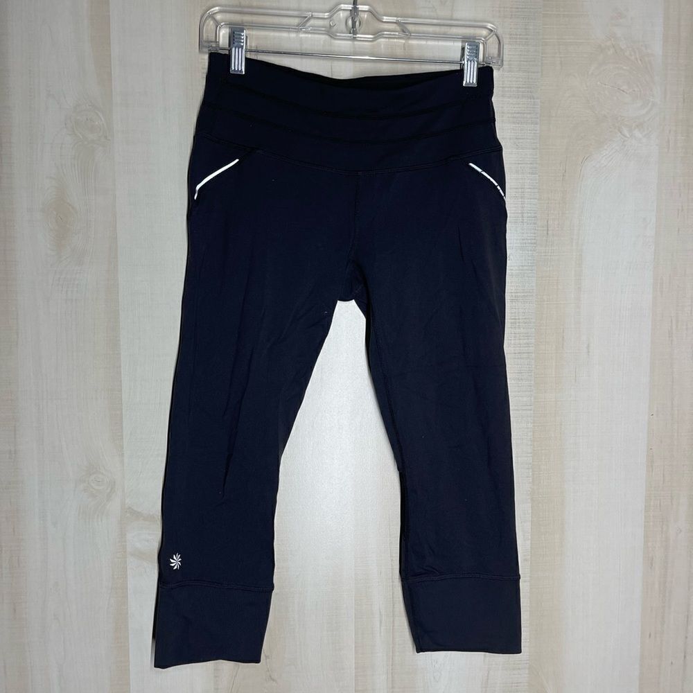 Athleta black cropped leggings, size small